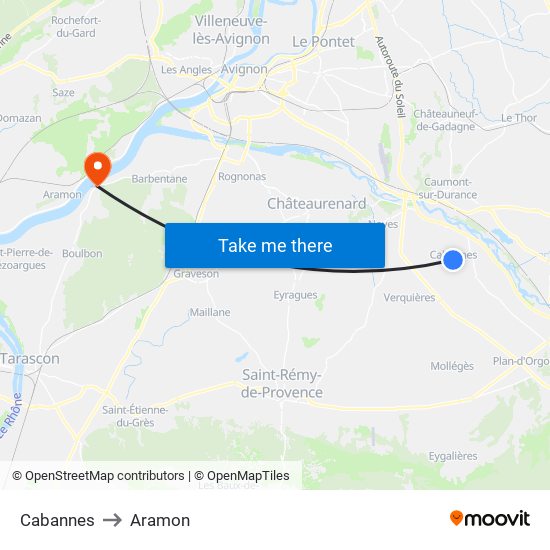 Cabannes to Aramon map