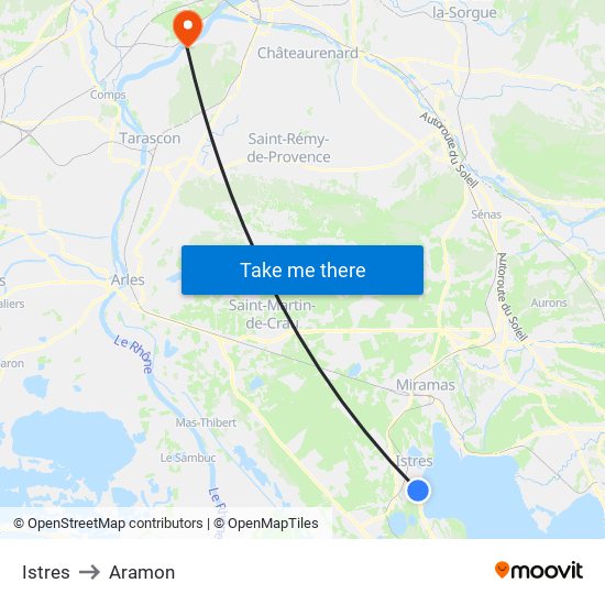 Istres to Aramon map