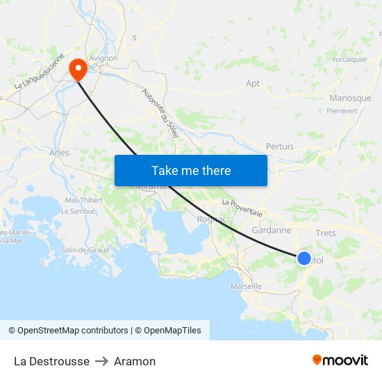 La Destrousse to Aramon map