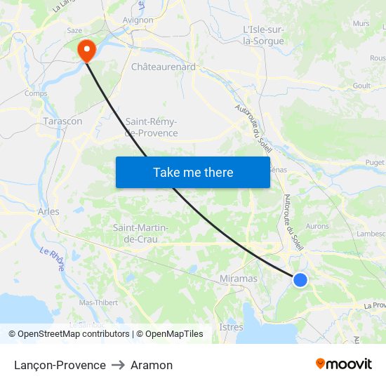 Lançon-Provence to Aramon map