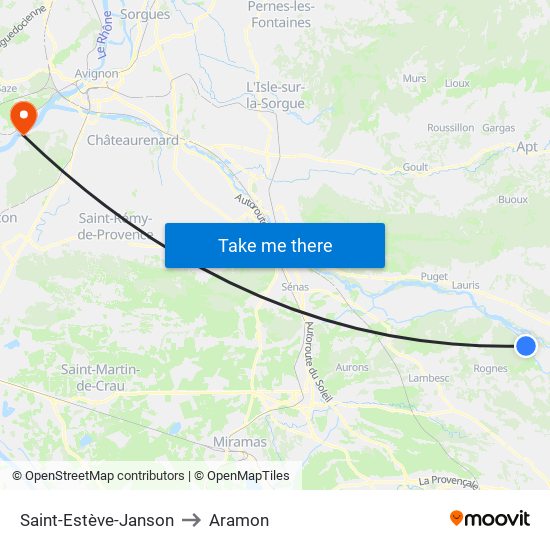 Saint-Estève-Janson to Aramon map