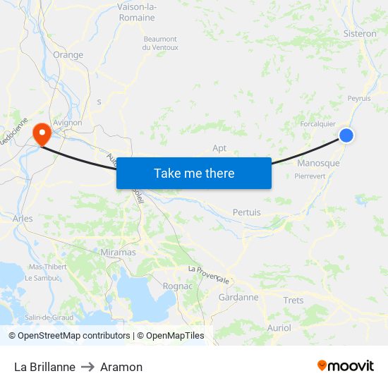 La Brillanne to Aramon map