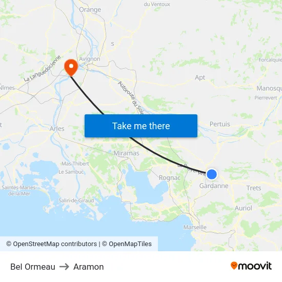 Bel Ormeau to Aramon map