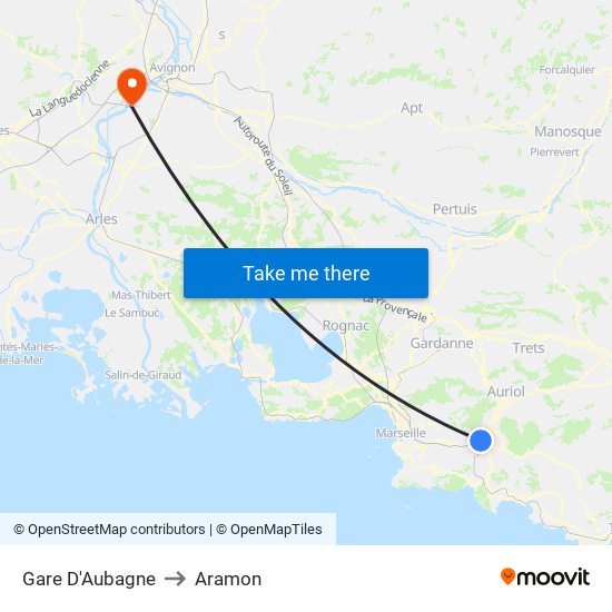 Gare D'Aubagne to Aramon map