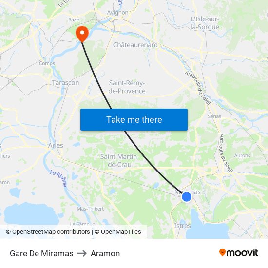 Gare De Miramas to Aramon map