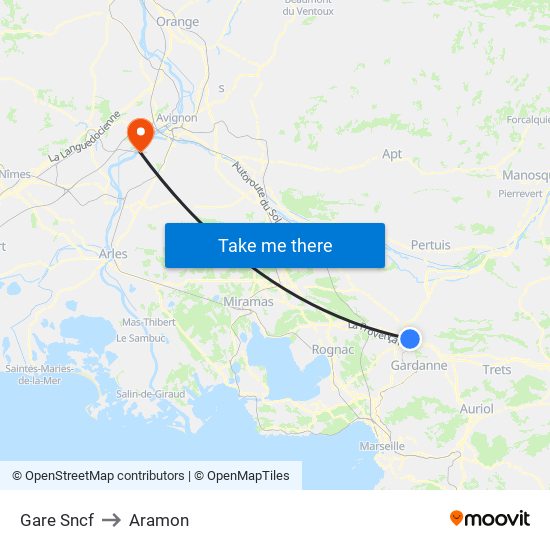 Gare Sncf to Aramon map