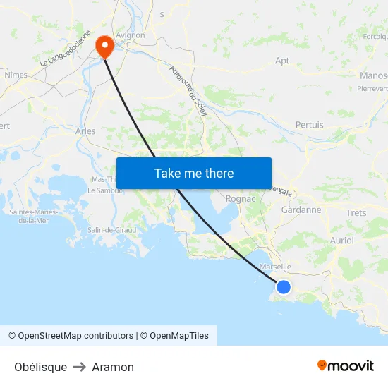 Obélisque to Aramon map