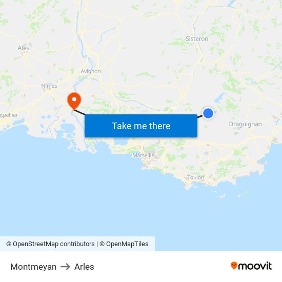 Montmeyan to Arles map