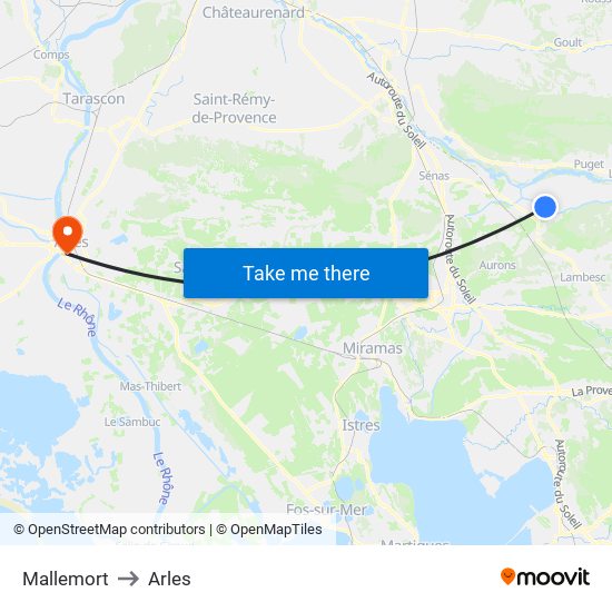 Mallemort to Arles map
