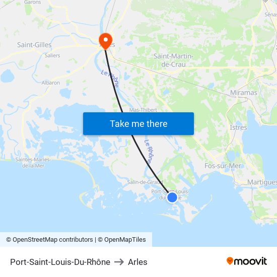 Port-Saint-Louis-Du-Rhône to Arles map