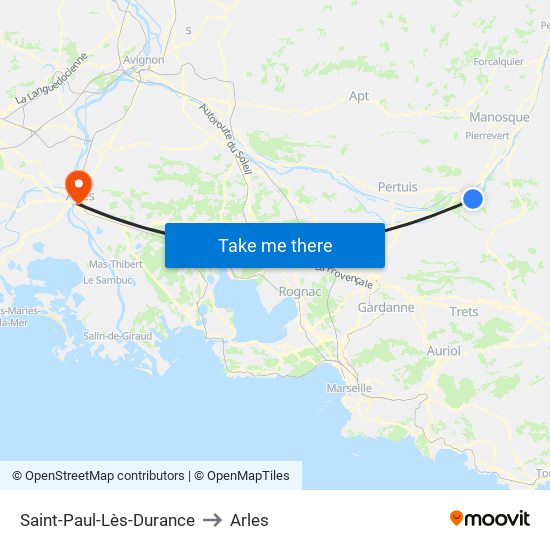 Saint-Paul-Lès-Durance to Arles map