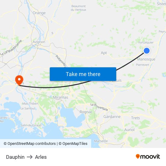 Dauphin to Arles map