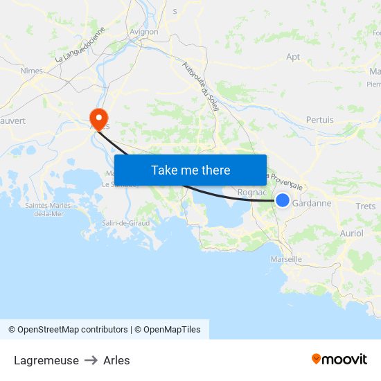 Lagremeuse to Arles map