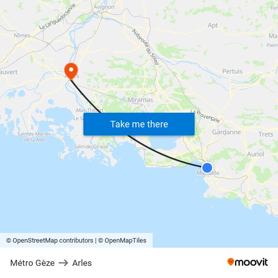 Métro Gèze to Arles map
