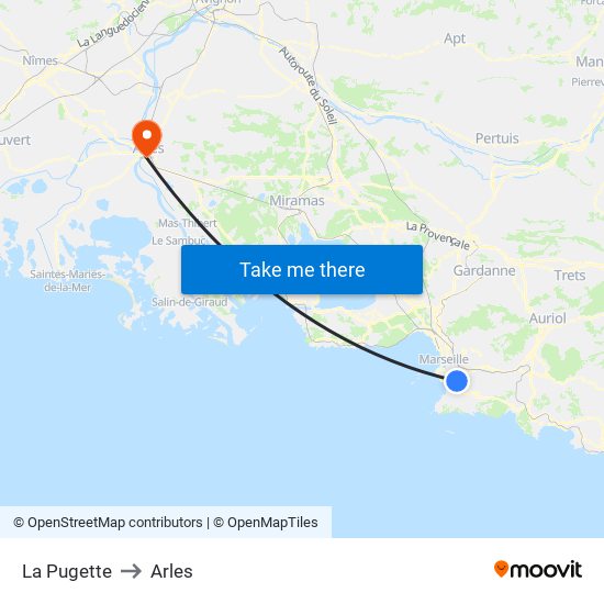 La Pugette to Arles map