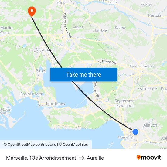 Marseille, 13e Arrondissement to Aureille map