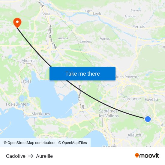 Cadolive to Aureille map