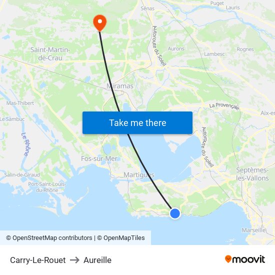 Carry-Le-Rouet to Aureille map