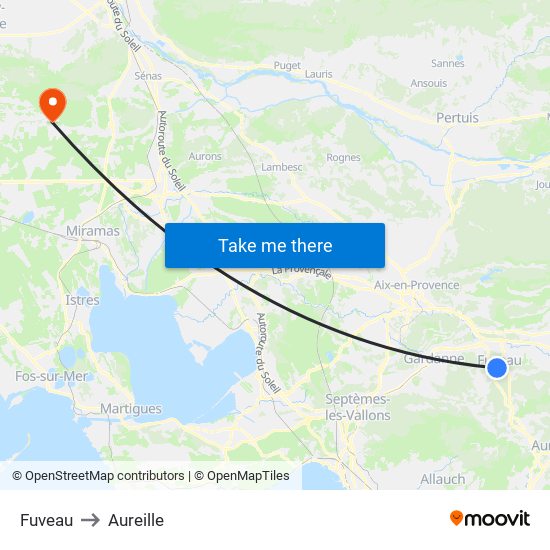Fuveau to Aureille map
