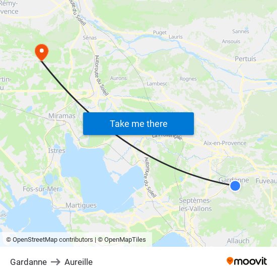 Gardanne to Aureille map