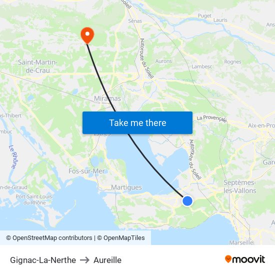 Gignac-La-Nerthe to Aureille map