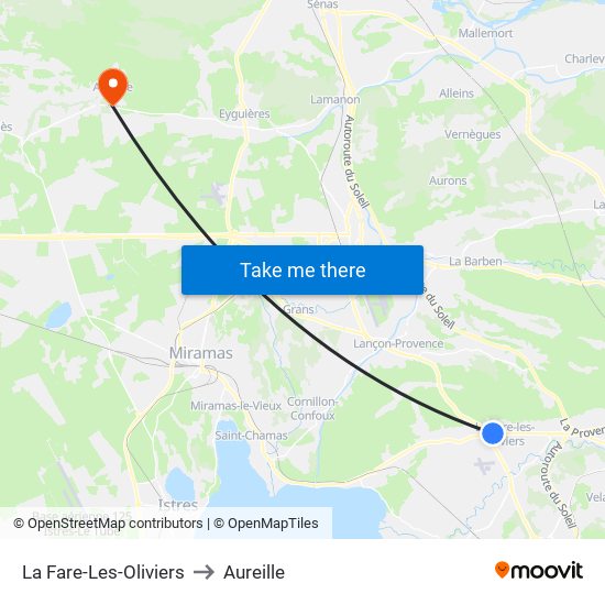 La Fare-Les-Oliviers to Aureille map