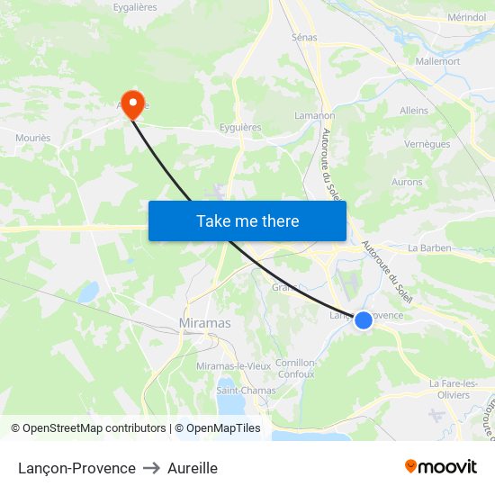 Lançon-Provence to Aureille map