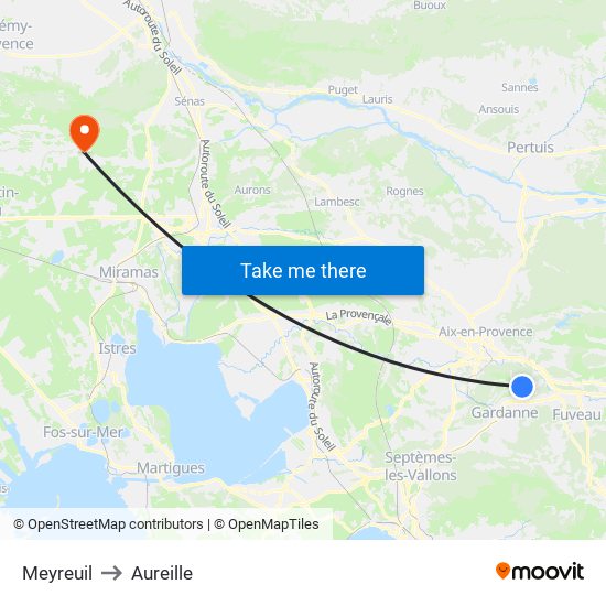 Meyreuil to Aureille map