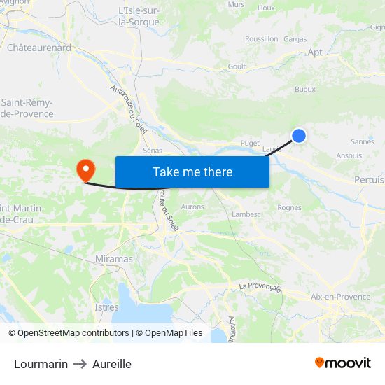 Lourmarin to Aureille map