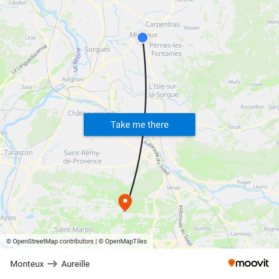 Monteux to Aureille map