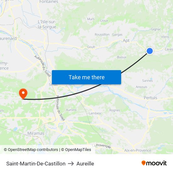 Saint-Martin-De-Castillon to Aureille map