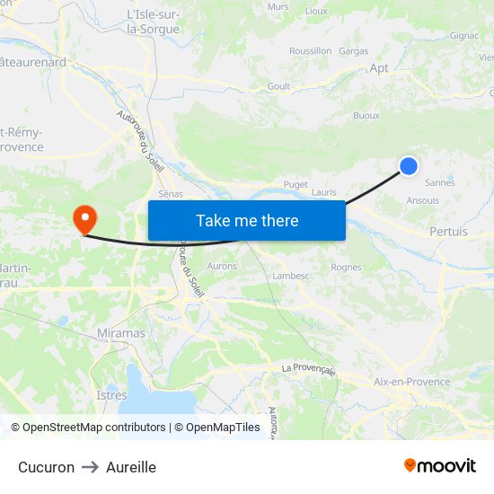 Cucuron to Aureille map