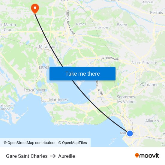 Gare Saint Charles to Aureille map