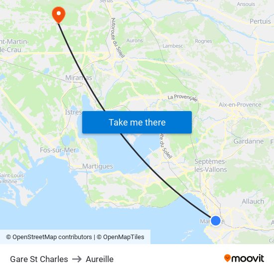 Gare St Charles to Aureille map