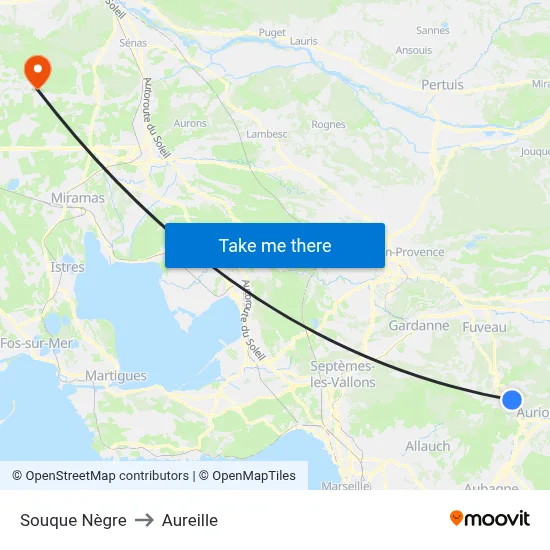 Souque Nègre to Aureille map