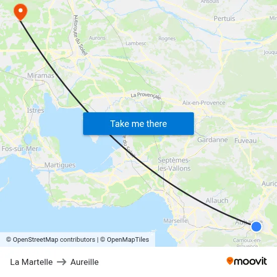 La Martelle to Aureille map