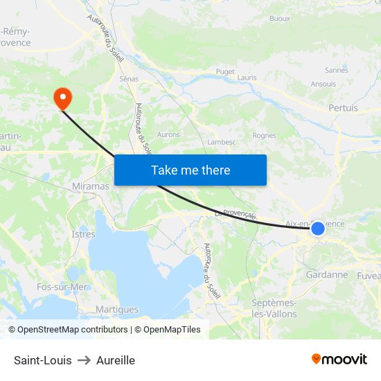 Saint-Louis to Aureille map