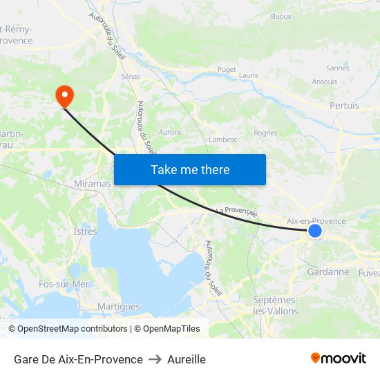 Gare De Aix-En-Provence to Aureille map