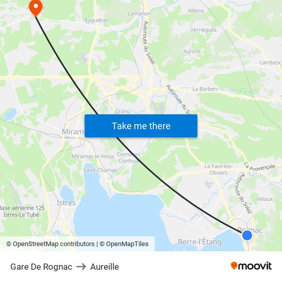 Gare De Rognac to Aureille map