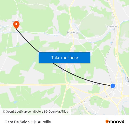 Gare De Salon to Aureille map