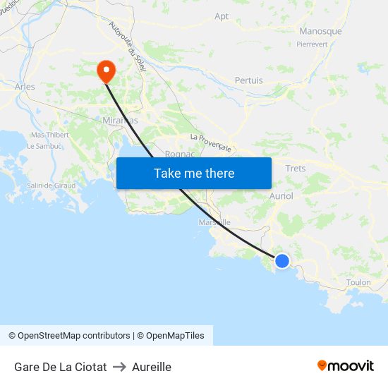 Gare De La Ciotat to Aureille map