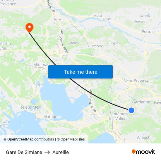 Gare De Simiane to Aureille map