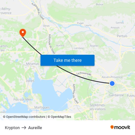 Krypton to Aureille map