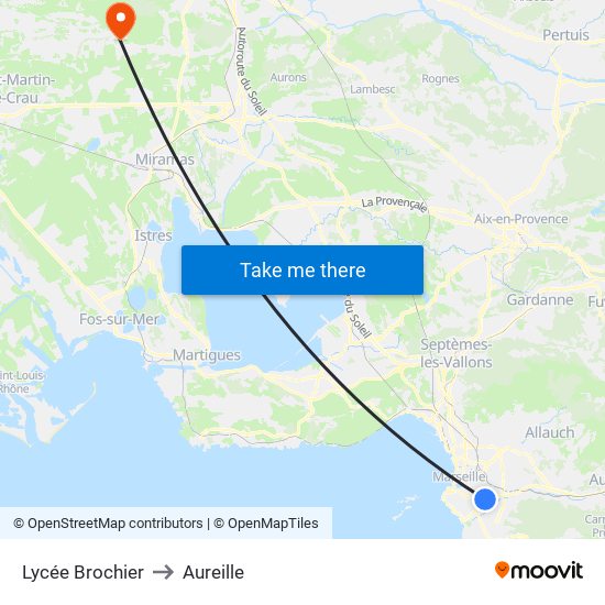 Lycée Brochier to Aureille map