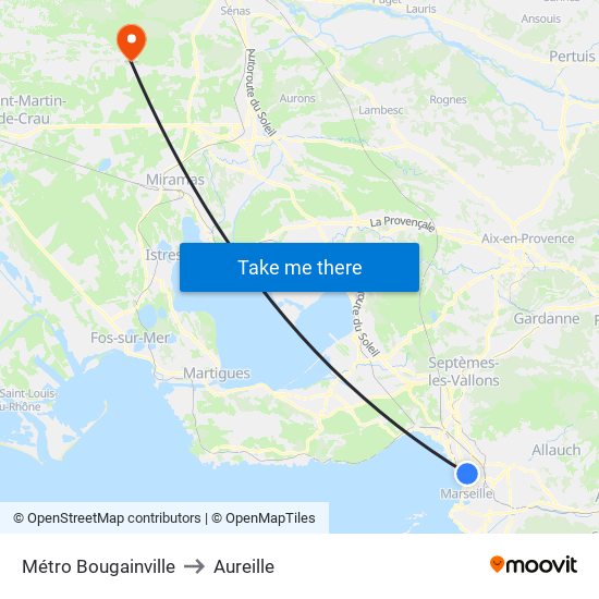 Métro Bougainville to Aureille map