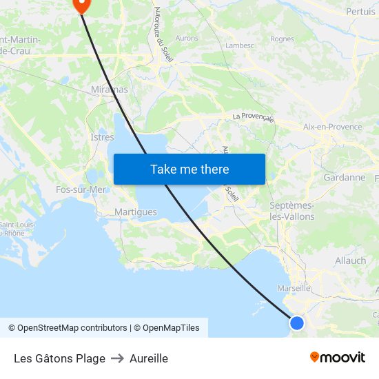 Bowl Du Prado to Aureille map