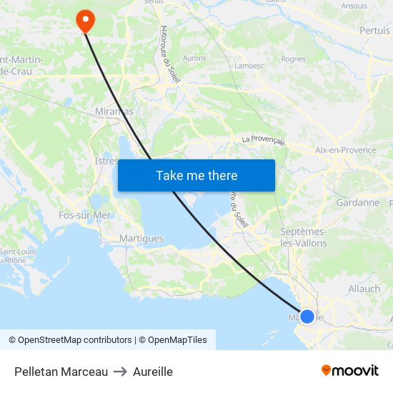 Pelletan Marceau to Aureille map