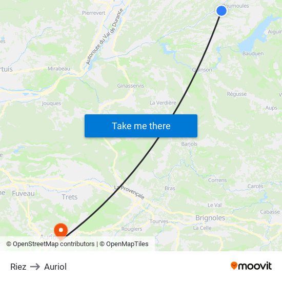Riez to Auriol map