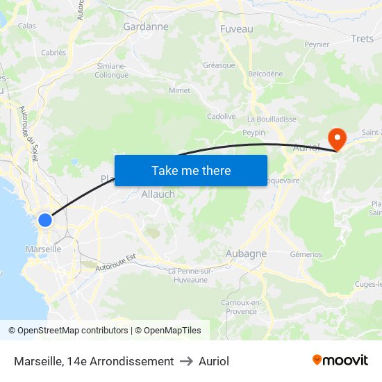 Marseille, 14e Arrondissement to Auriol map