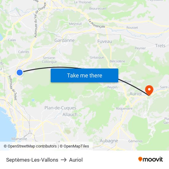 Septèmes-Les-Vallons to Auriol map
